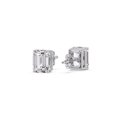 IGI Certified Emerald Cut Diamond Solitaire Stud Earrings