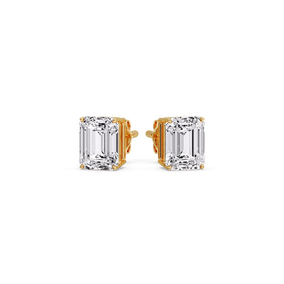 IGI Certified Emerald Cut Diamond Solitaire Stud Earrings