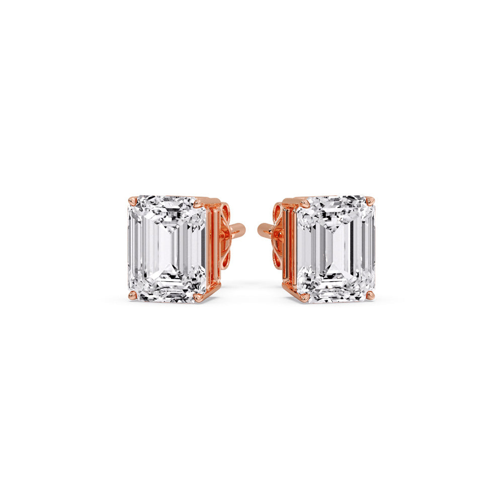 IGI Certified Emerald Cut Diamond Solitaire Stud Earrings