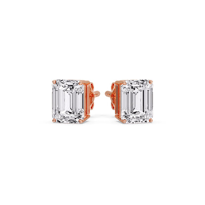 IGI Certified Emerald Cut Diamond Solitaire Stud Earrings