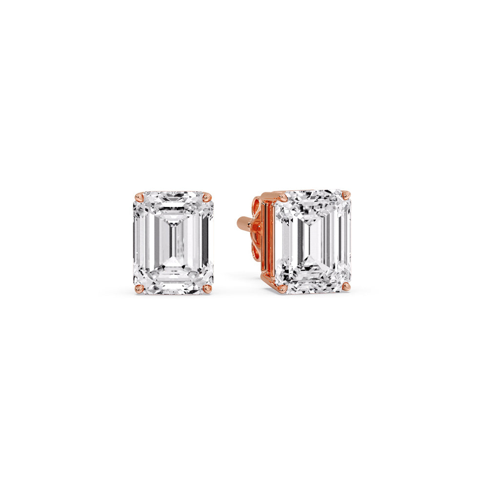 IGI Certified Emerald Cut Diamond Solitaire Stud Earrings