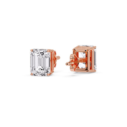 IGI Certified Emerald Cut Diamond Solitaire Stud Earrings