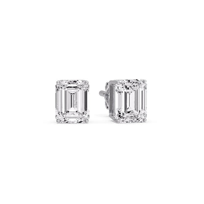 IGI Certified Emerald Cut Diamond Solitaire Stud Earrings
