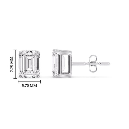 IGI Certified Emerald Cut Diamond Solitaire Stud Earrings