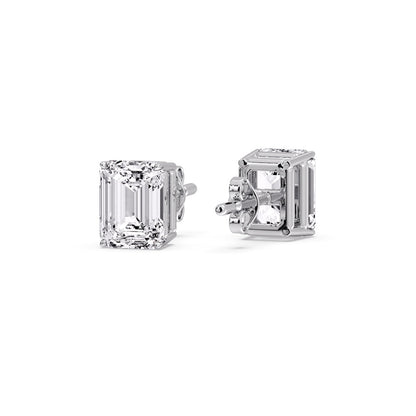 IGI Certified Emerald Cut Diamond Solitaire Stud Earrings