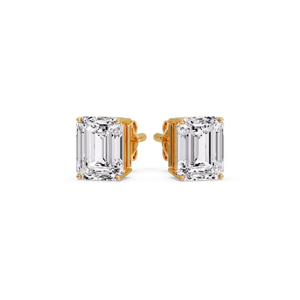 IGI Certified Emerald Cut Diamond Solitaire Stud Earrings