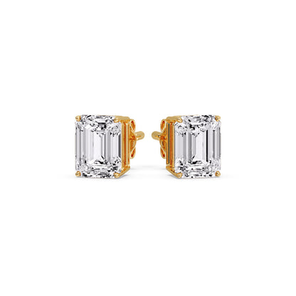 IGI Certified Emerald Cut Diamond Solitaire Stud Earrings