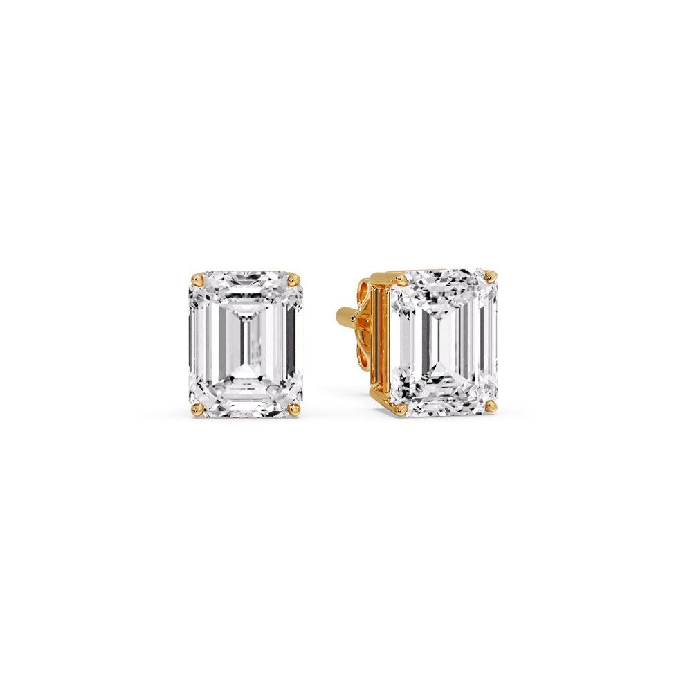 IGI Certified Emerald Cut Diamond Solitaire Stud Earrings