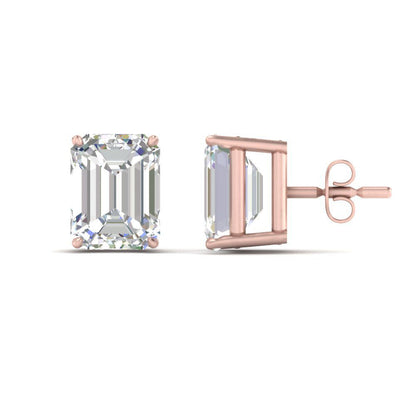 IGI Certified Emerald Cut Diamond Solitaire Stud Earrings