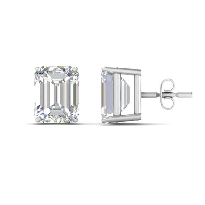 IGI Certified Emerald Cut Diamond Solitaire Stud Earrings