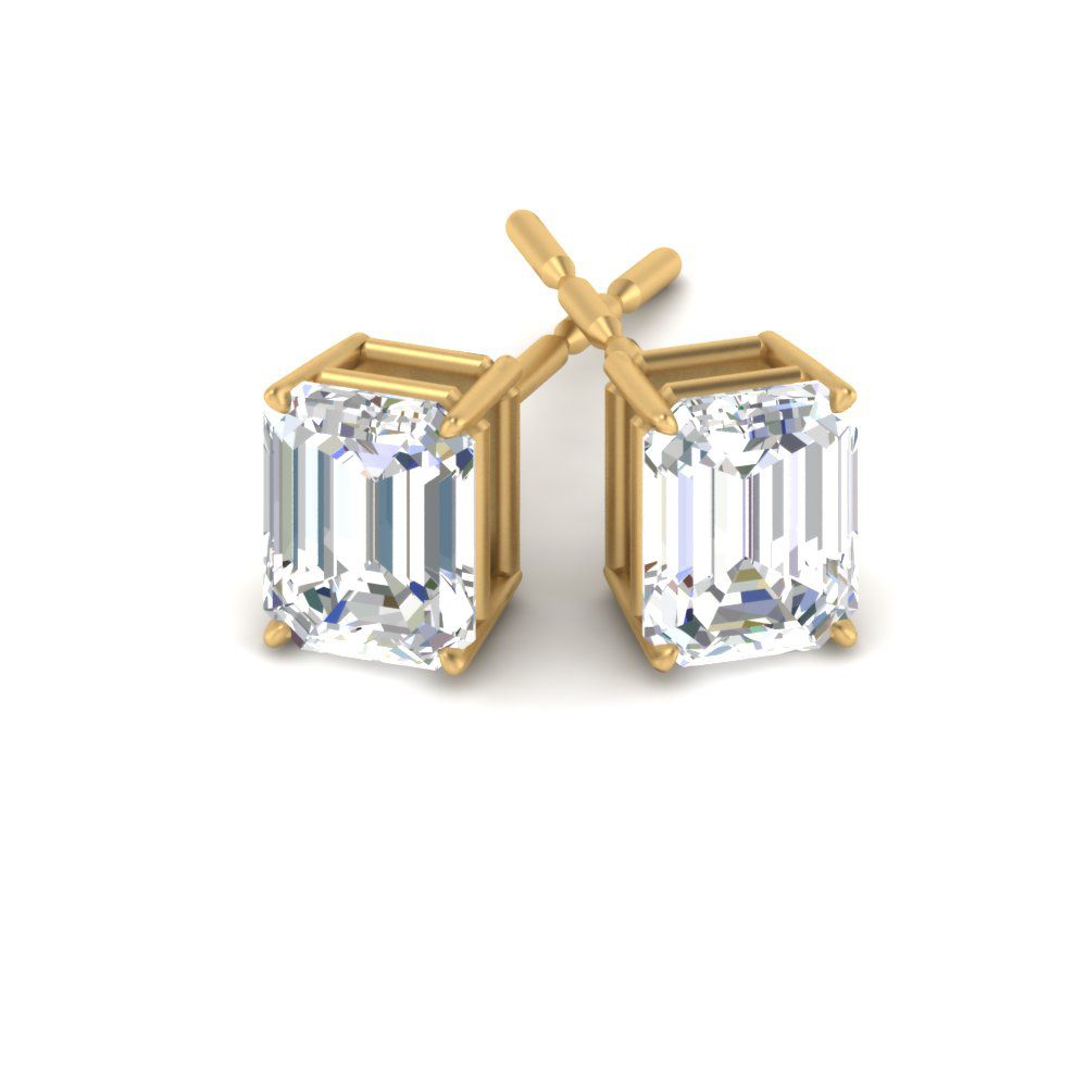 IGI Certified Emerald Cut Diamond Solitaire Stud Earrings