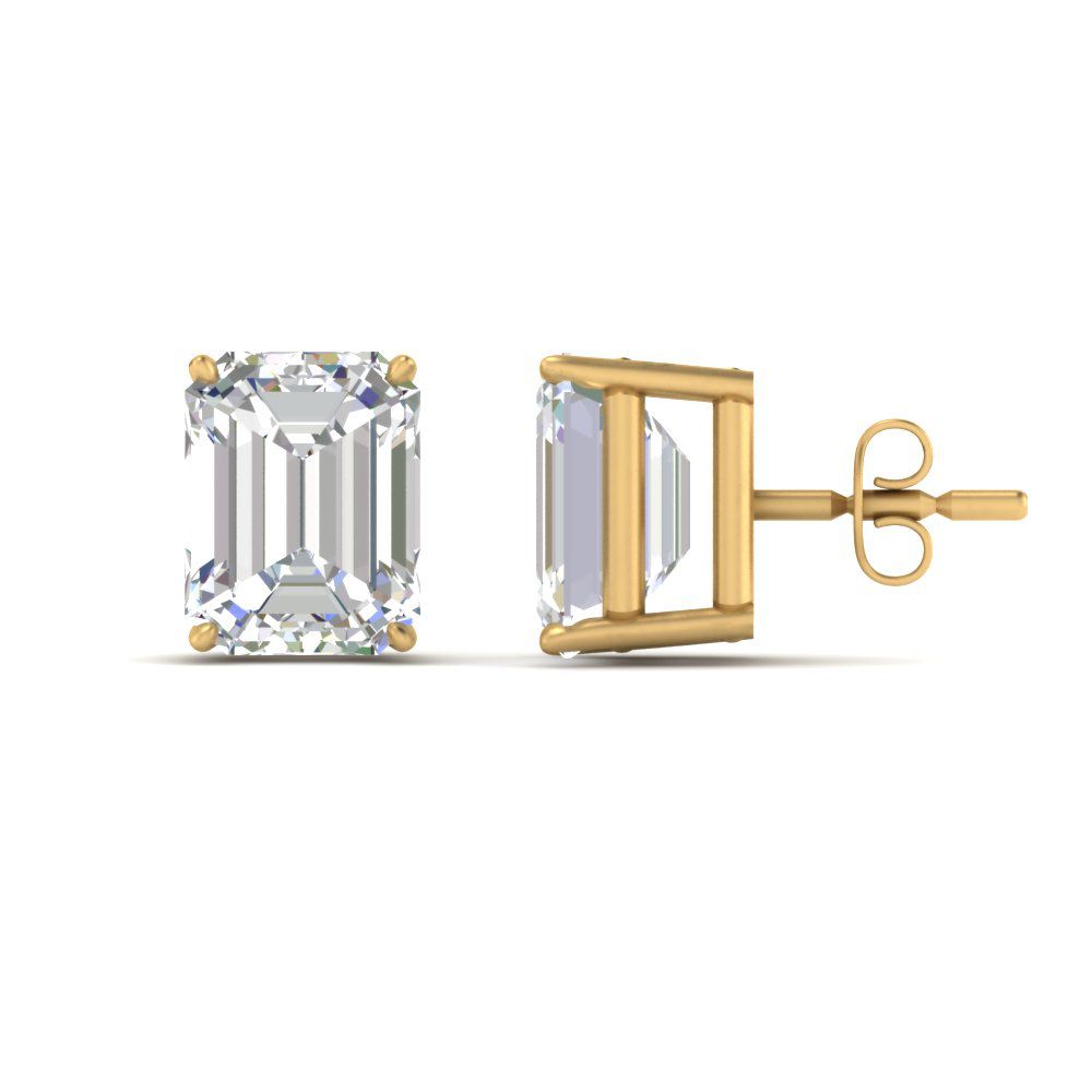 IGI Certified Emerald Cut Diamond Solitaire Stud Earrings