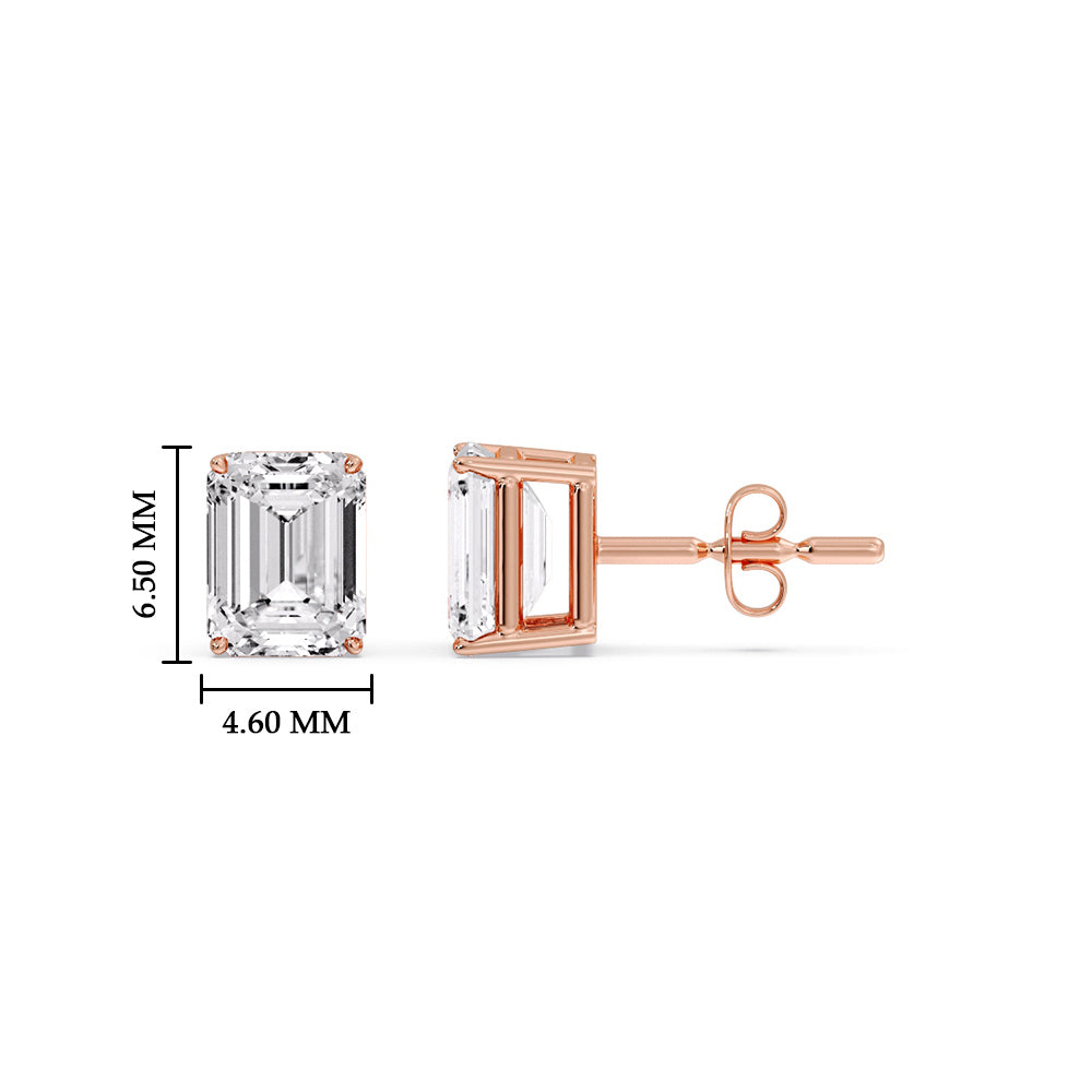 IGI Certified Emerald Cut Diamond Solitaire Stud Earrings