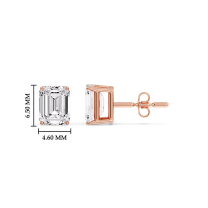 IGI Certified Emerald Cut Diamond Solitaire Stud Earrings