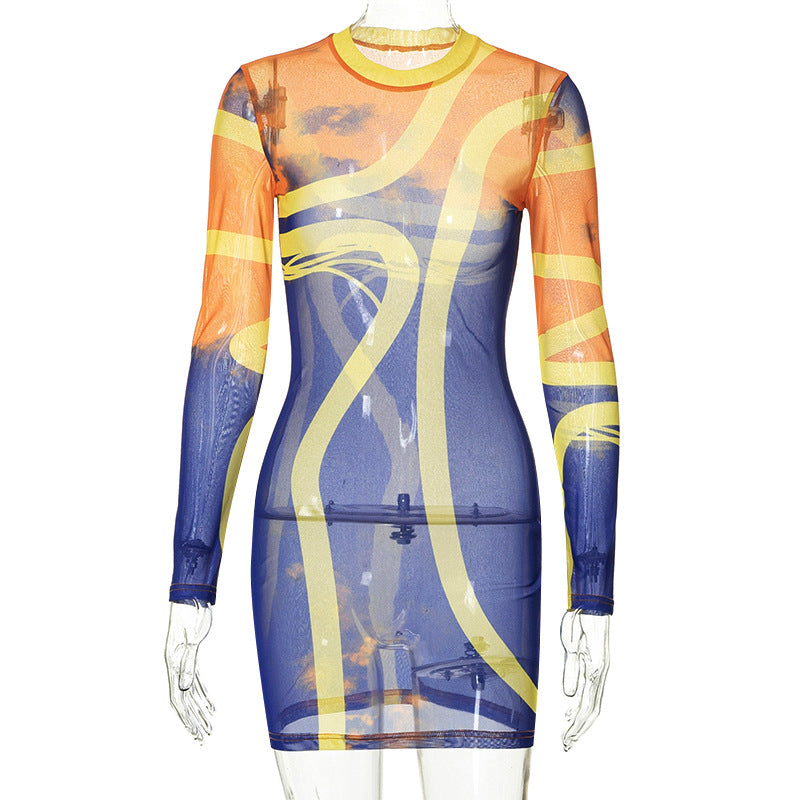 Printed High-waisted Buttock Dress For Women
