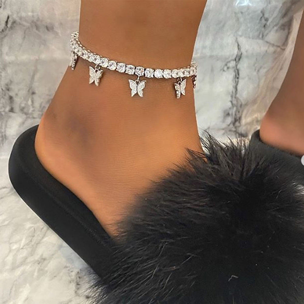 Simple Temperament Small Butterfly Tassel Anklet