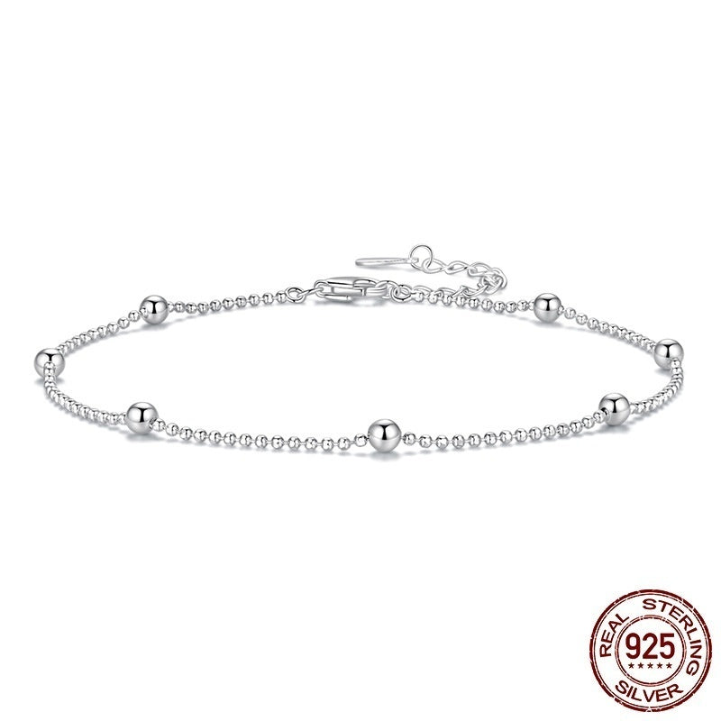 Silver Ziyun New Simple Argent Pur Bead Necklace Anklet For Women