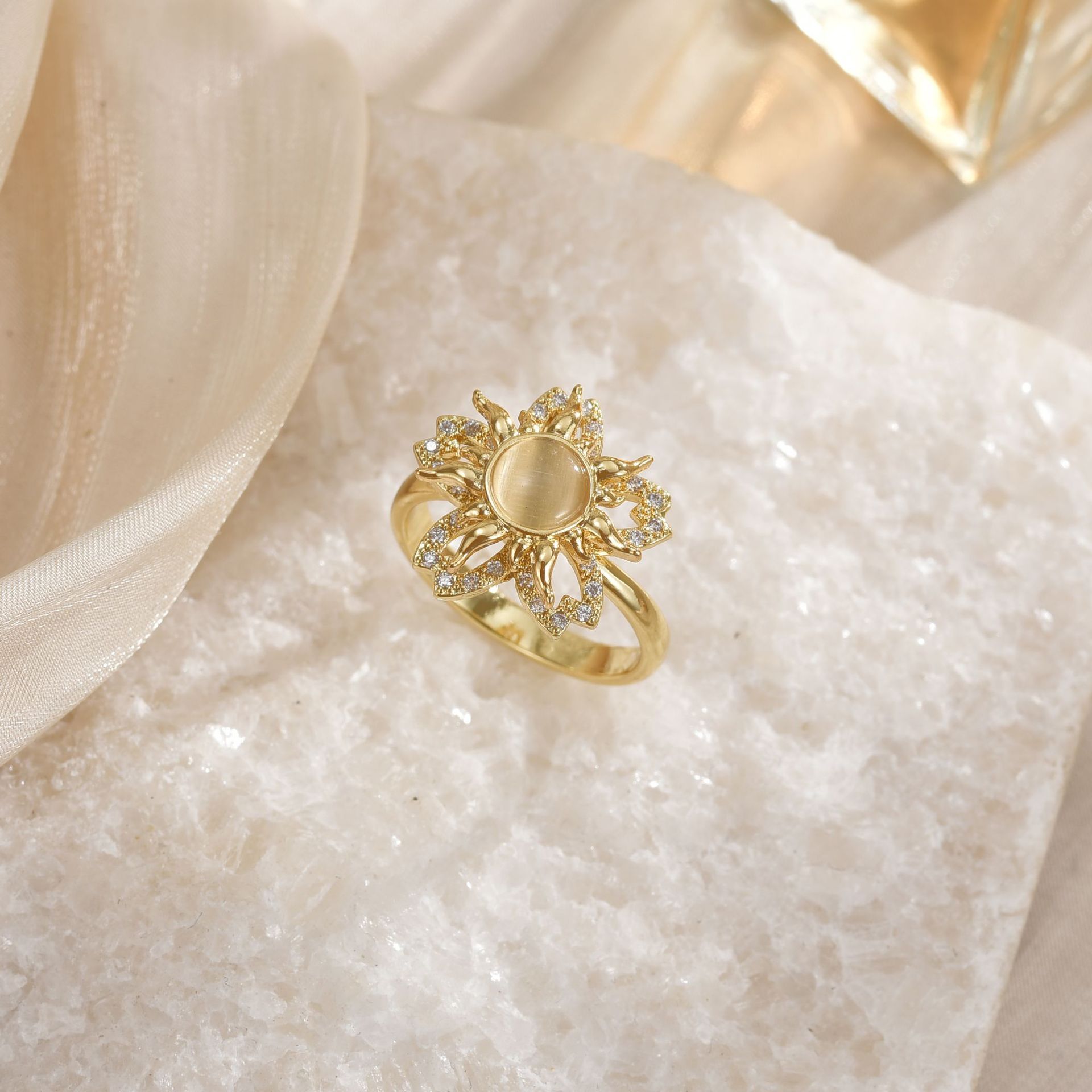 Temperament Wild Affordable Luxury Copper Plating 18K Gold Ring