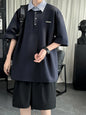 Men's Layered Striped Collar Short Sleeve Polo
