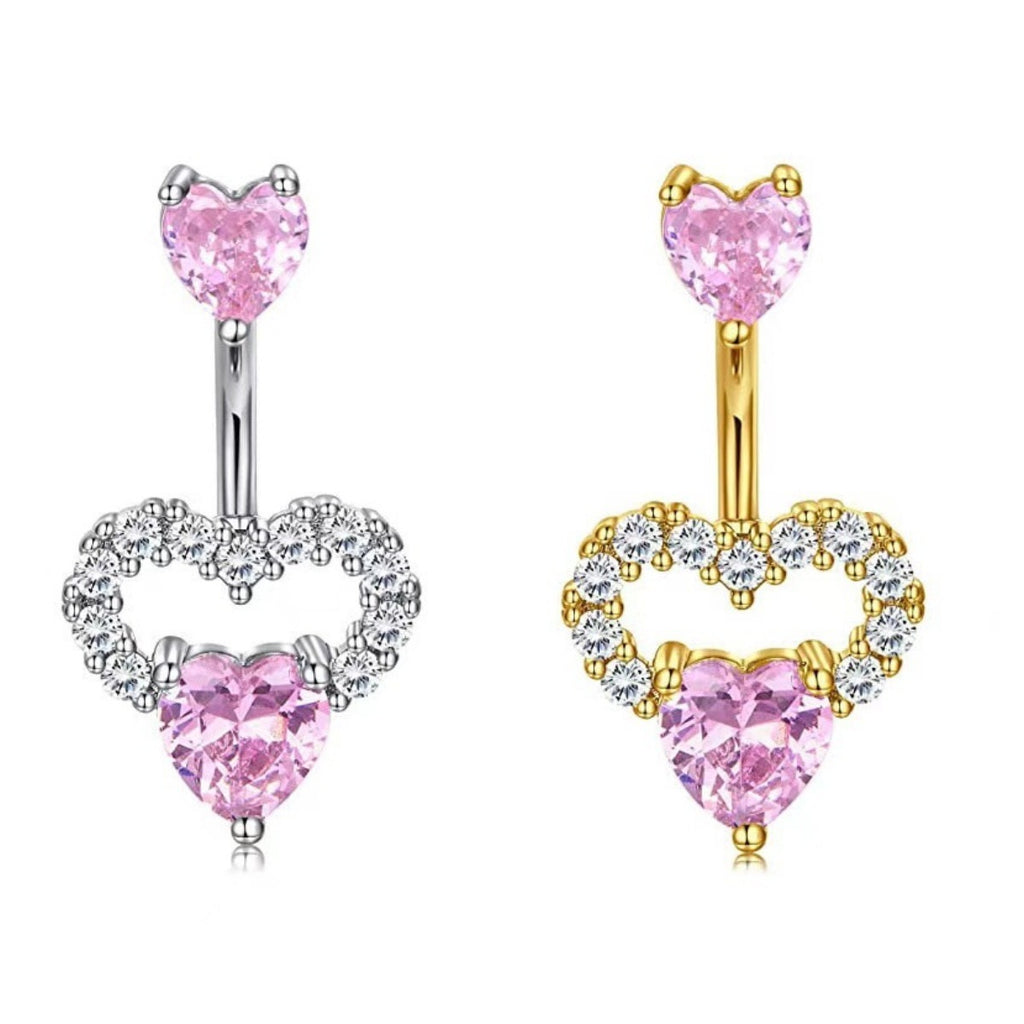 Hot Sale  Zirconium Loving Heart Zircon Navel Stud