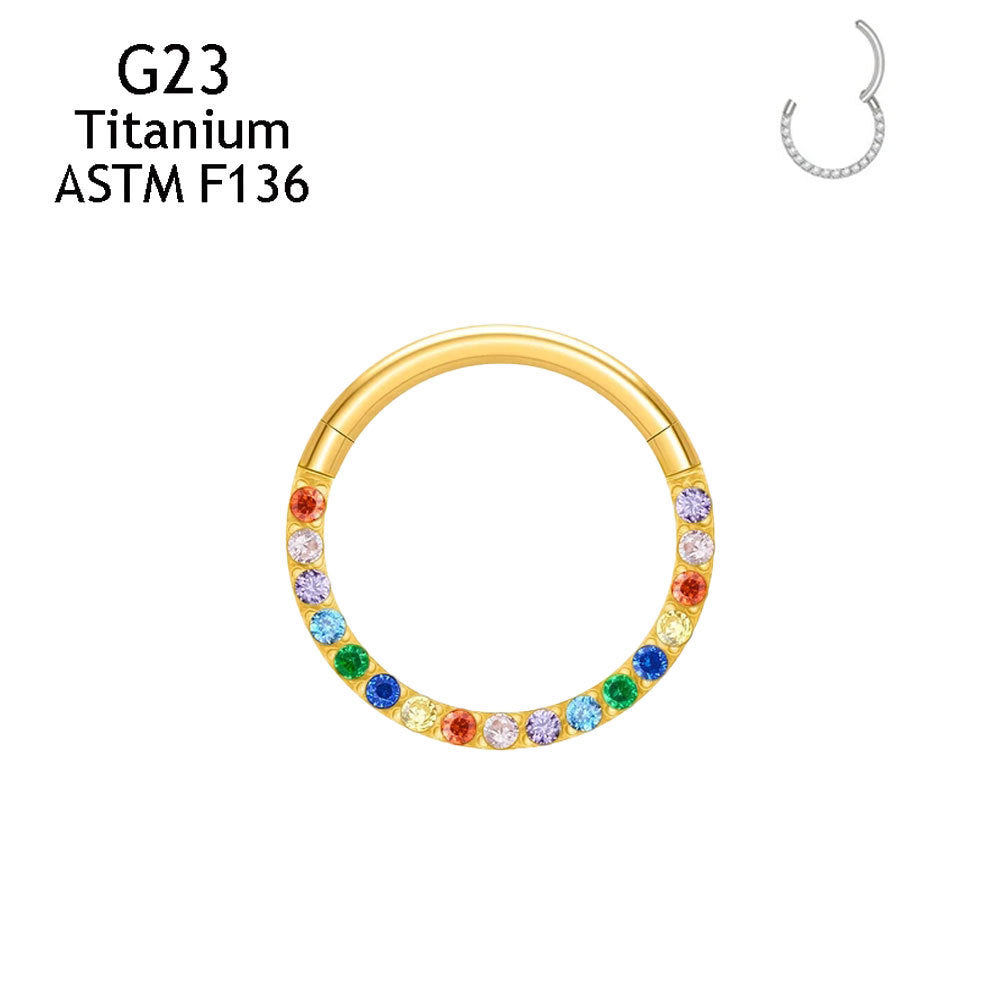 Inlaid 5A Zircon G23 Titanium Alloy Closed Nose Ring