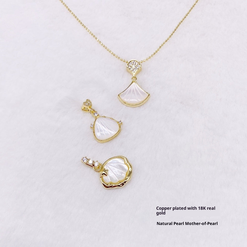 Diy Ornament Accessories Copper Plating 18K Gold Pearl Shell Necklace Bracelet Single And Double Charm