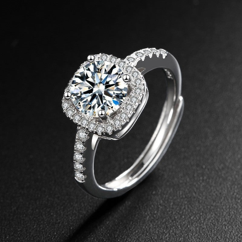 Square Bag Diamond Necklace Rings Ear Studs Suit