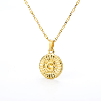 English Alphabet Disc Necklace Women And Men