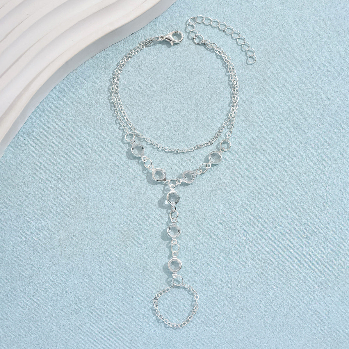 European And American Fashion Minimalist Bracelet Ring Crystal Luxury Mitten-type Bracelet Cross-border Hot Selling Jewelry