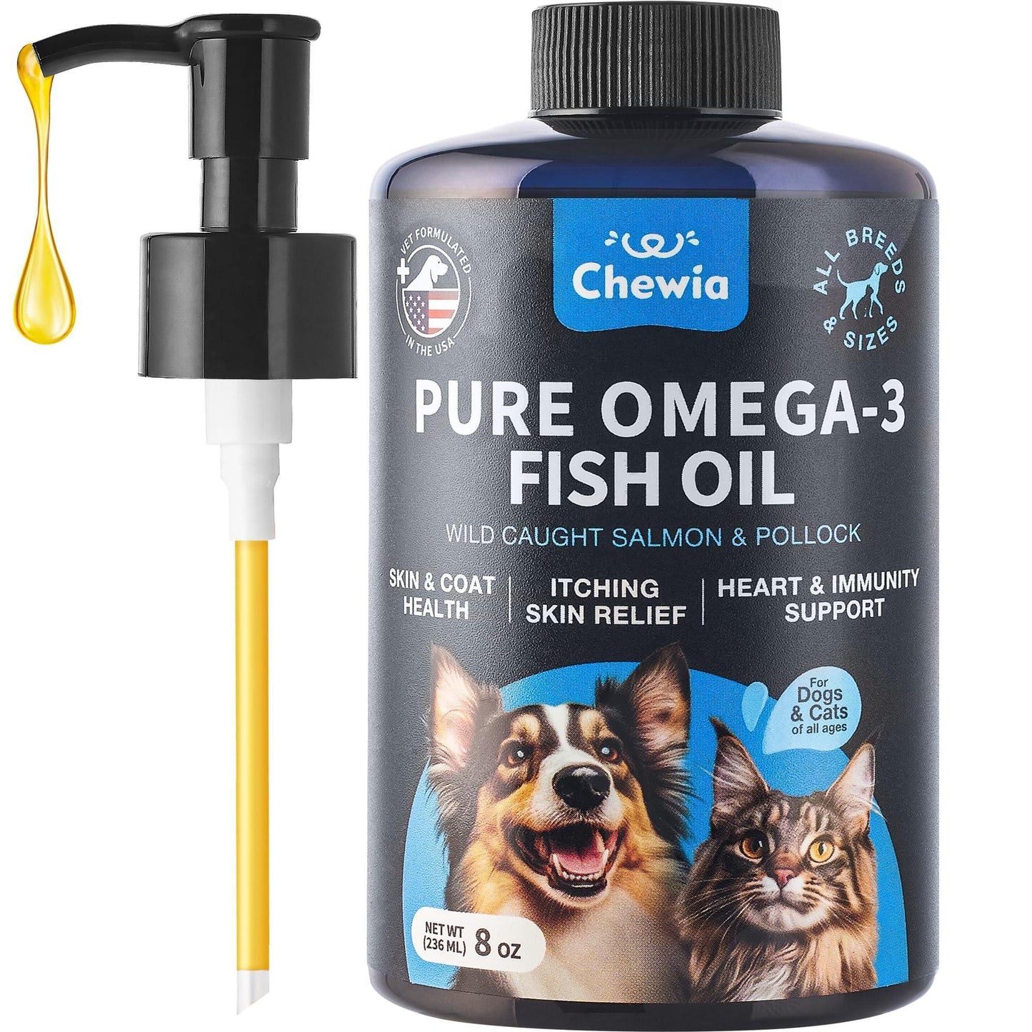 Fish Oil for Dogs 8 oz Dog Fish Oil Skin & Coat Dog Supplement