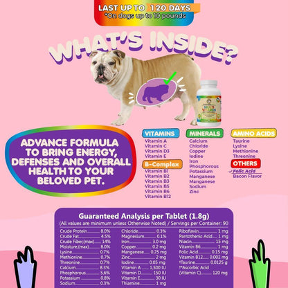 Prenatal Dog Vitamins 60 Pills for Dogs and Cats with Folic Acid Minerals