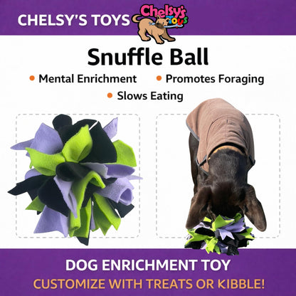 Interactive Snuffle Ball for Dogs Mental Stimulation Toy Slow Play Blue Treat Dispenser Brain Exercise for Puppies & Seniors Teething Relief Blue Orange Purple