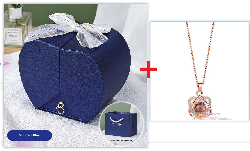 Apple Rose Jewelry Box Necklace Ring Ornament For Friends Christmas Valentine's Day