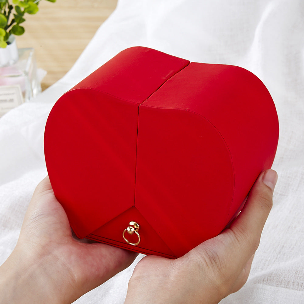 Apple Rose Jewelry Box Necklace Ring Ornament For Friends Christmas Valentine's Day