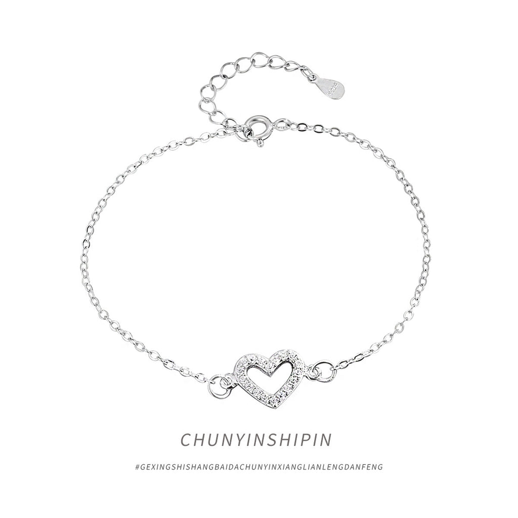 S925 Sterling Silver Diamond Love Anklet