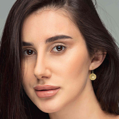 Diamond Filigree Circle Drop Lab Grown Lever Back Earring