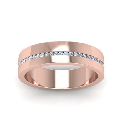 Flat Channel Set Diamond Mens Band