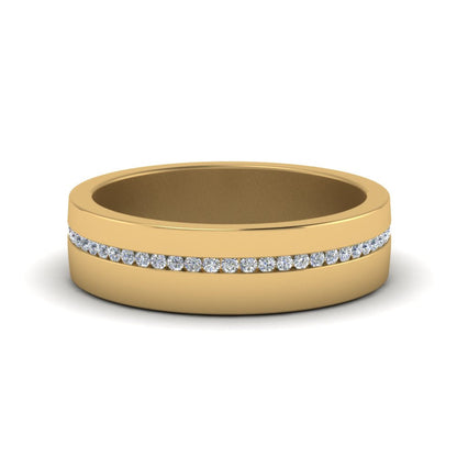 Flat Channel Set Diamond Mens Band