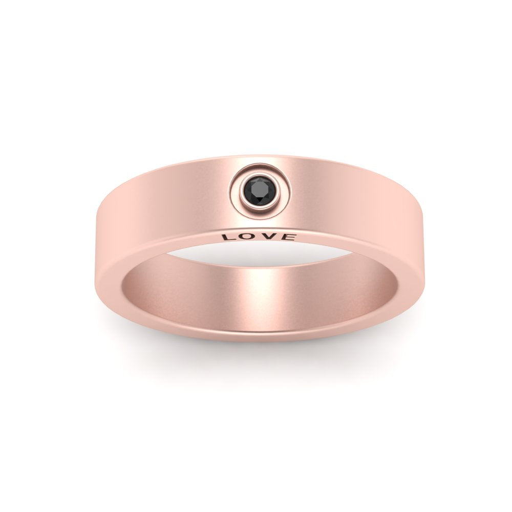 Flat Single Stone Mens Band Engraved