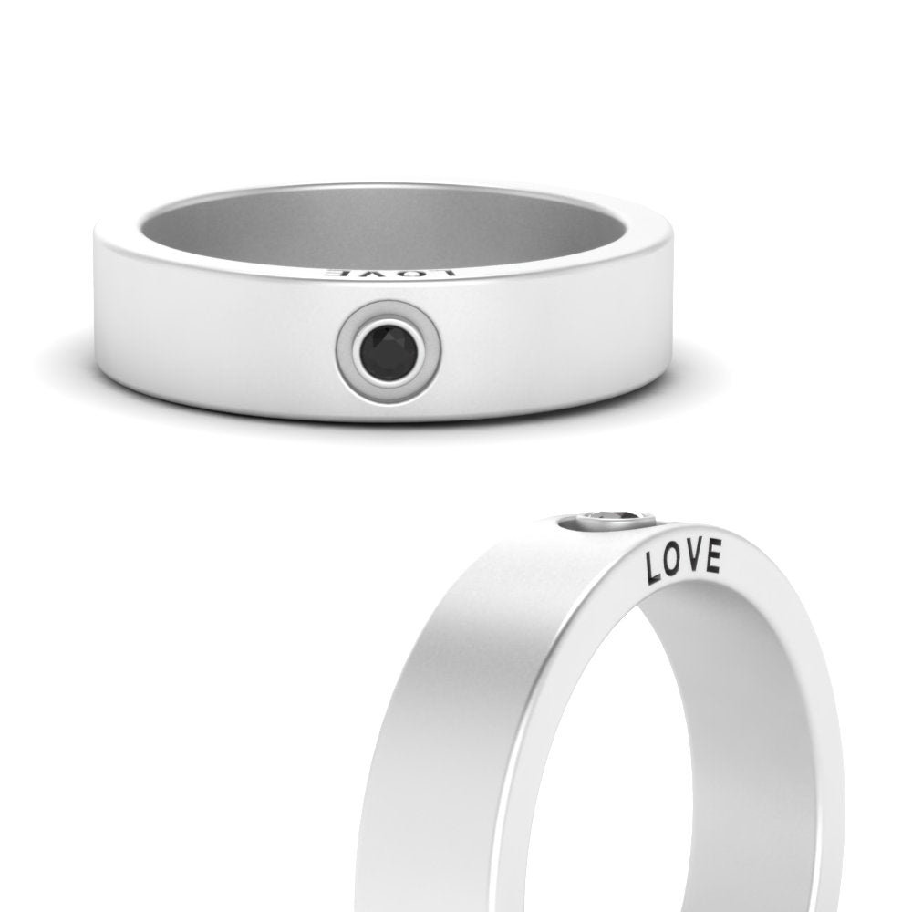 Flat Single Stone Mens Band Engraved
