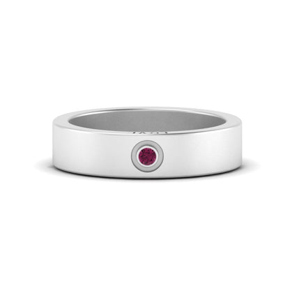 Flat Single Stone Mens Band Engraved