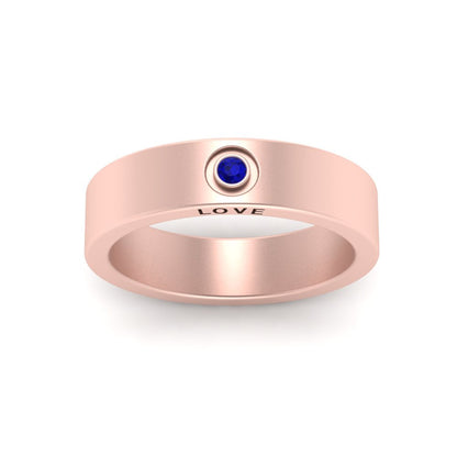 Flat Single Stone Mens Band Engraved