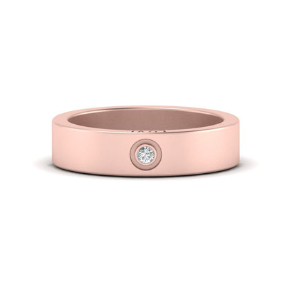 Flat Single Stone Mens Band Engraved