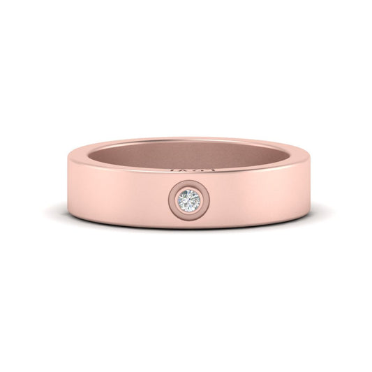 Flat Single Stone Mens Band Engraved