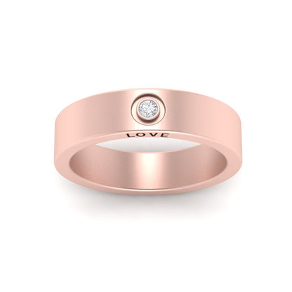 Flat Single Stone Mens Band Engraved