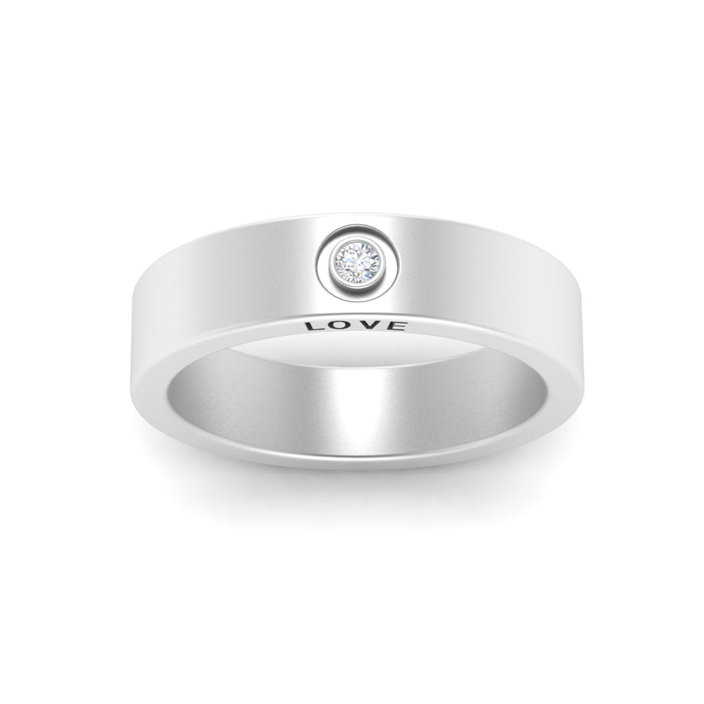 Flat Single Stone Mens Band Engraved