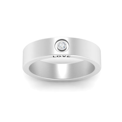 Flat Single Stone Mens Band Engraved