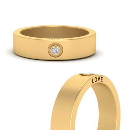 Flat Single Stone Mens Band Engraved