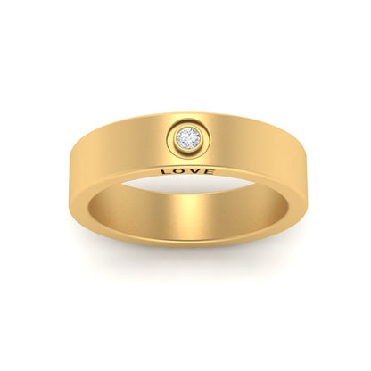 Flat Single Stone Mens Band Engraved
