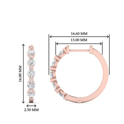 Floating Bezel Diamond Huggie Earring